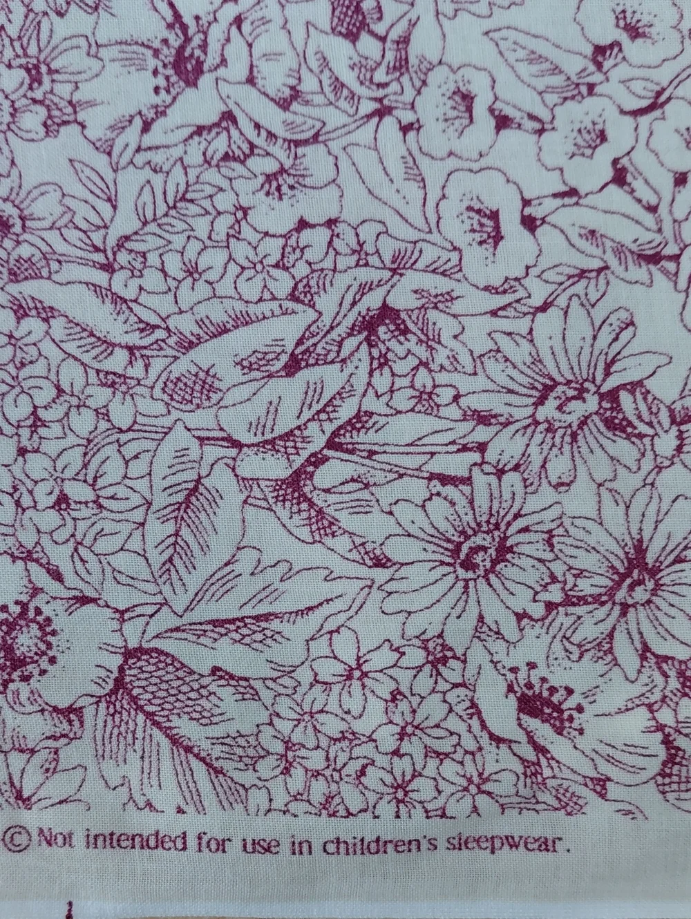 Springs Industries Giselle #5275 Maroon & Cream Floral Cotton Fabric 1.75 Yards